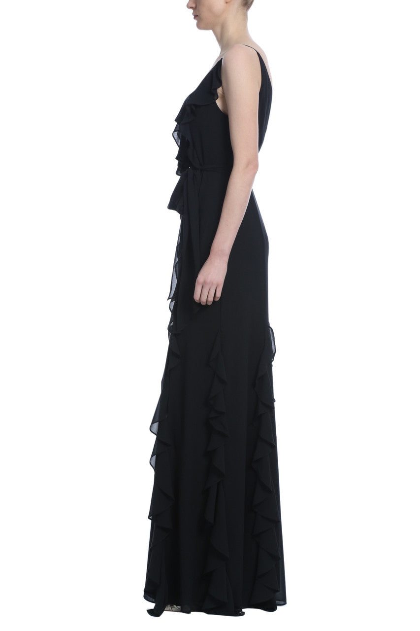 Black | Ruffle Georgette Gown