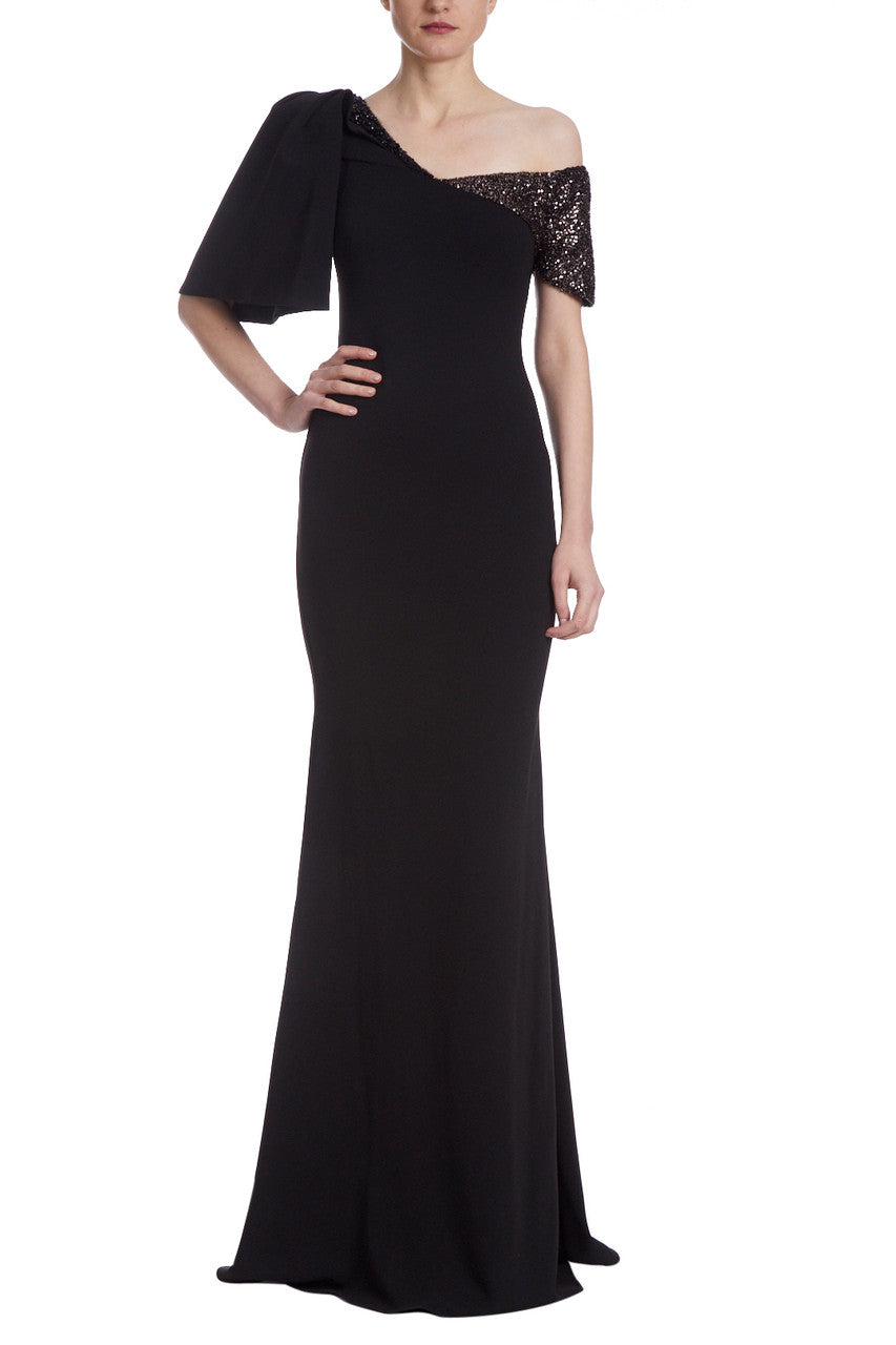 Copper Black | Runway Asymmetrical Shoulder Combo Gown