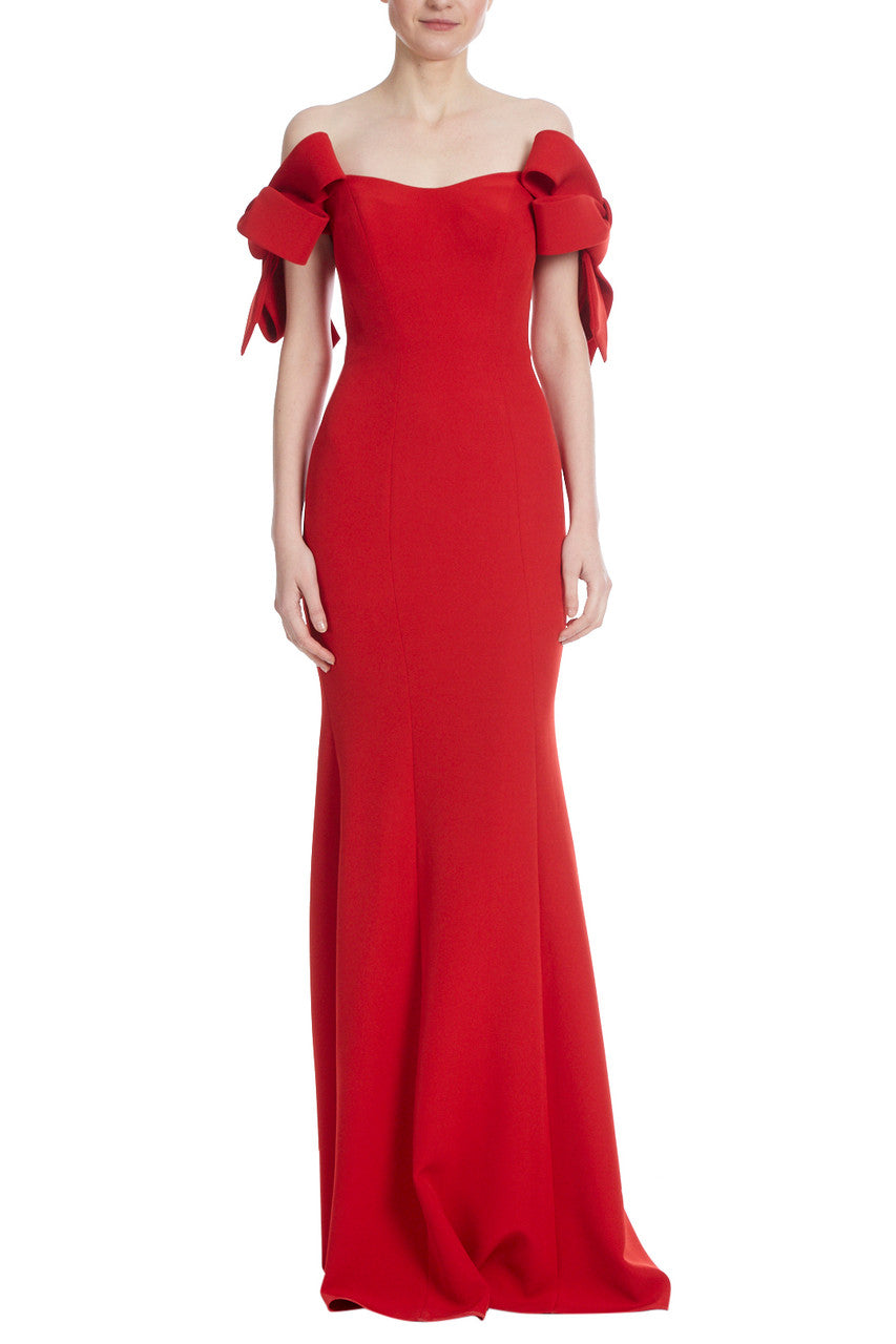 Coral Rust | Bow Detail Off Shoulder Gown