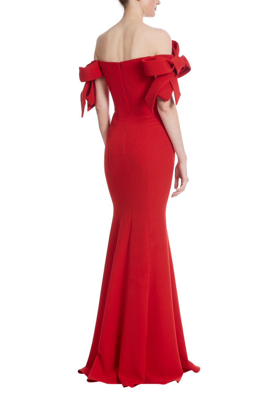 Coral Rust | Bow Detail Off Shoulder Gown