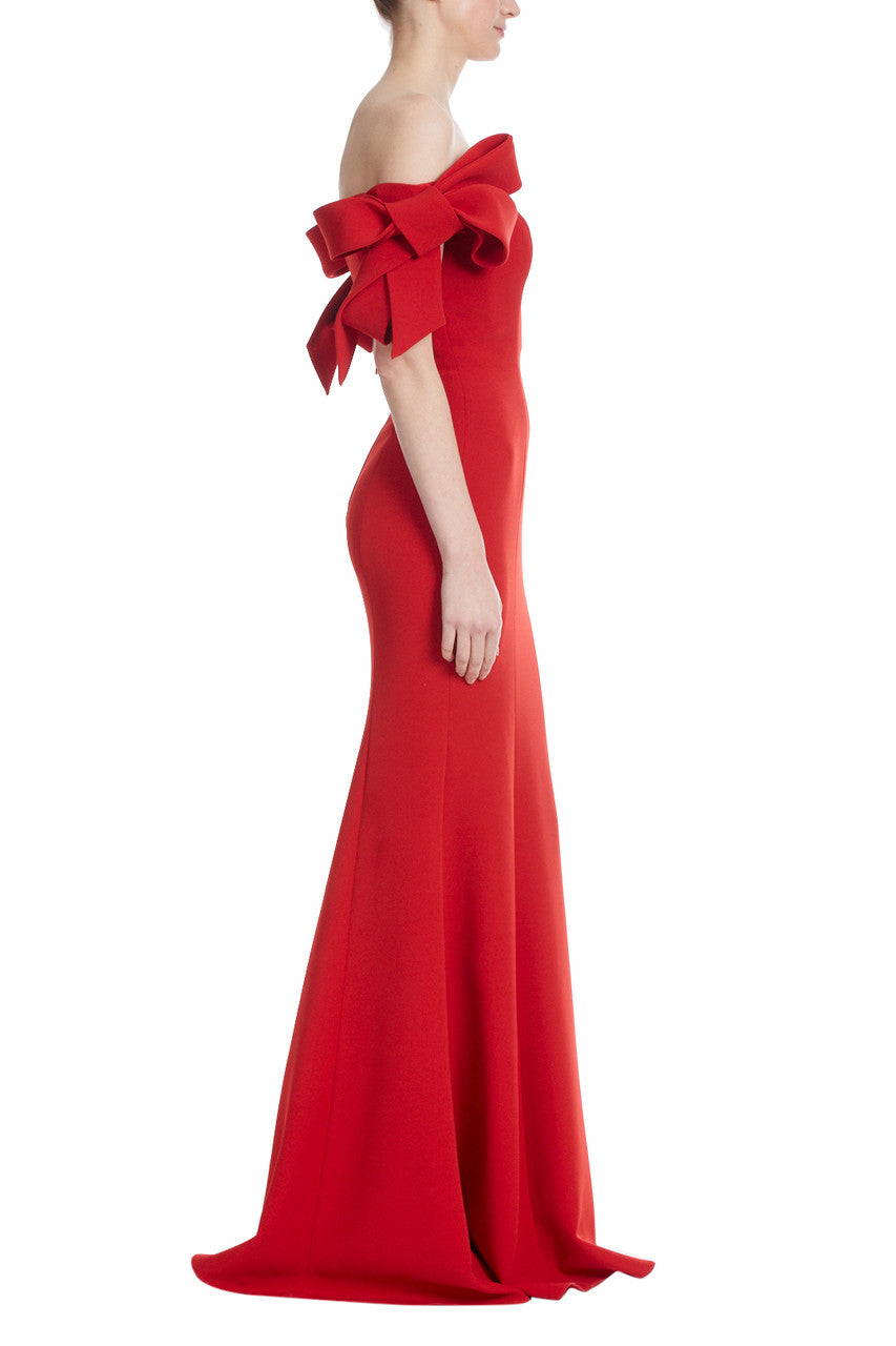 Coral Rust | Bow Detail Off Shoulder Gown