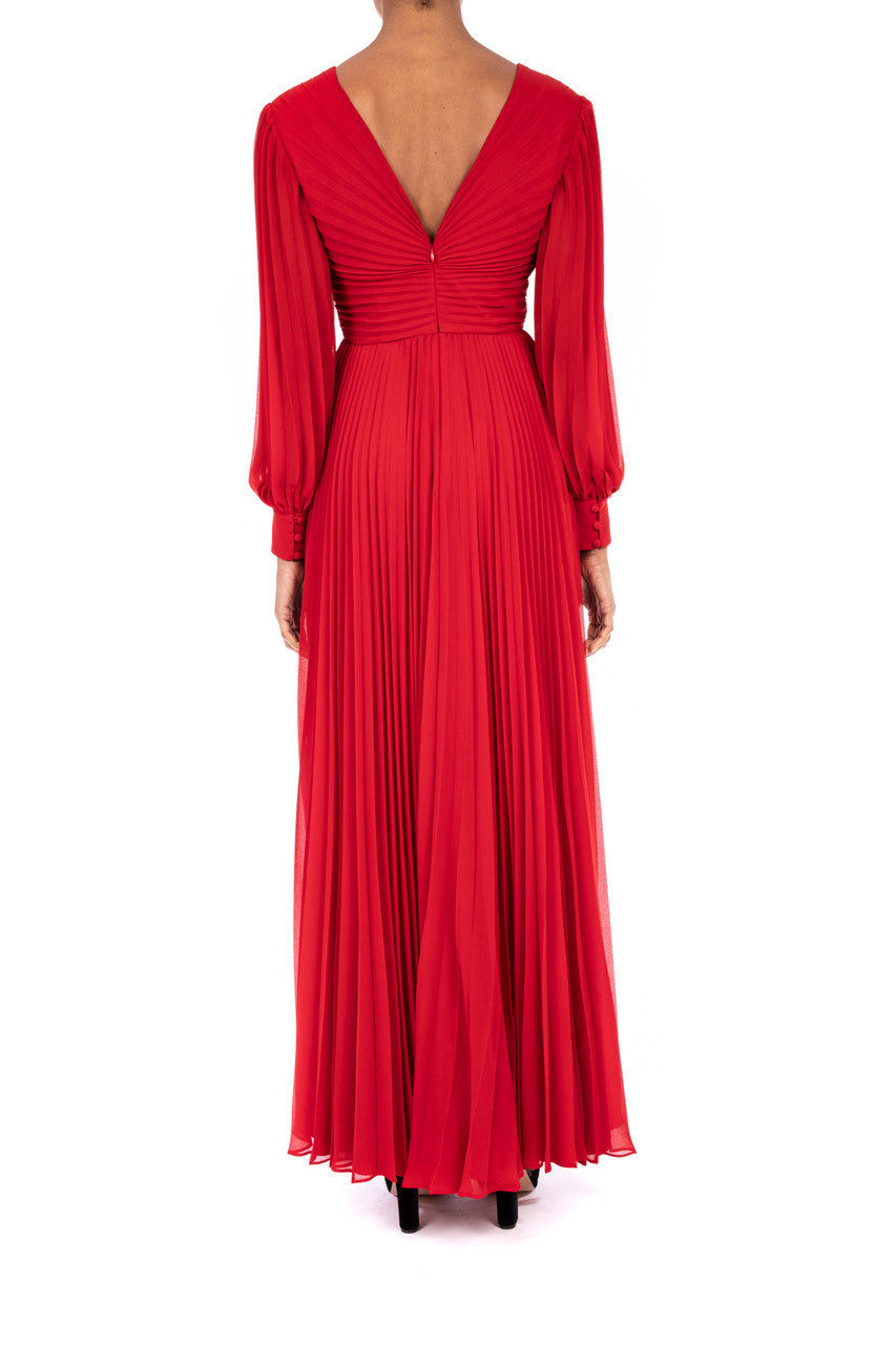 Bright Siam | Soft Long Deep V-Neck Gown