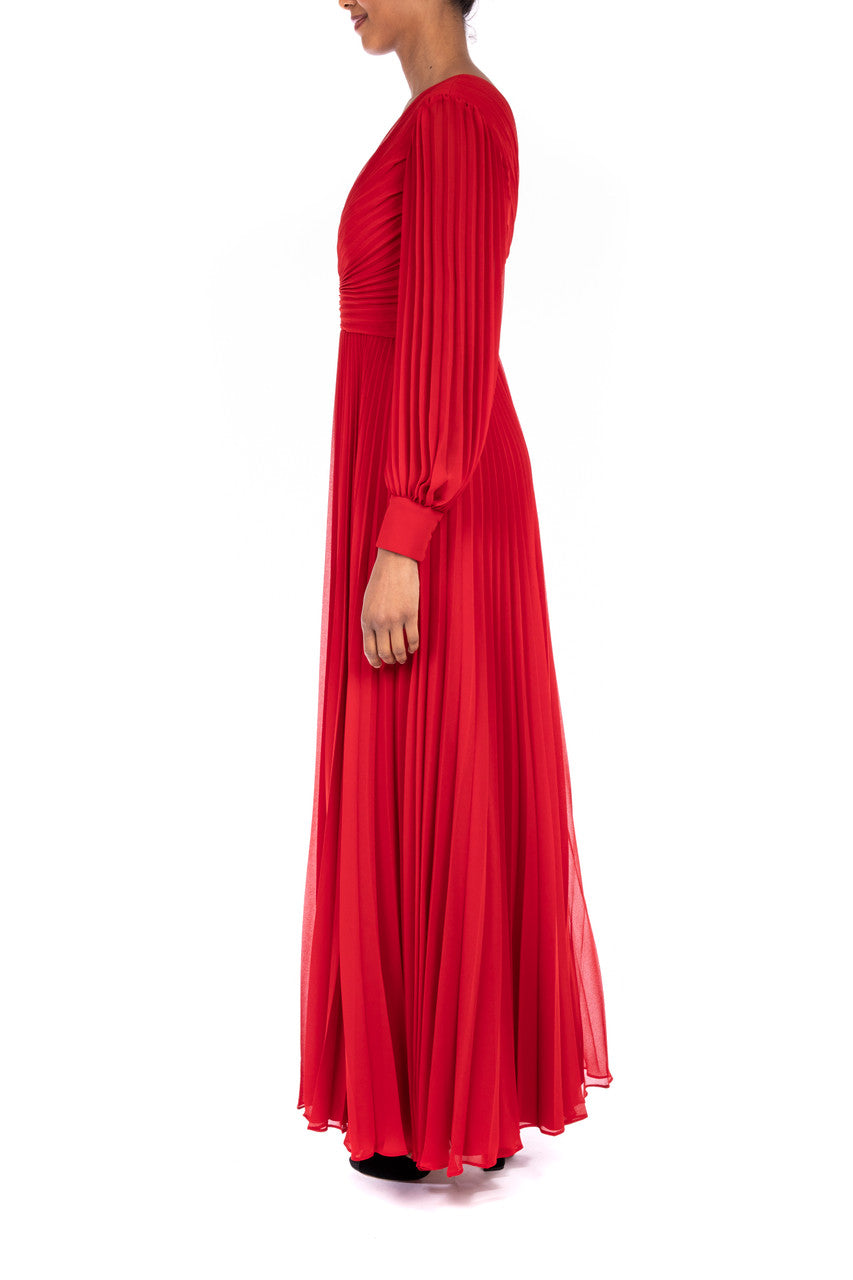 Bright Siam | Soft Long Deep V-Neck Gown