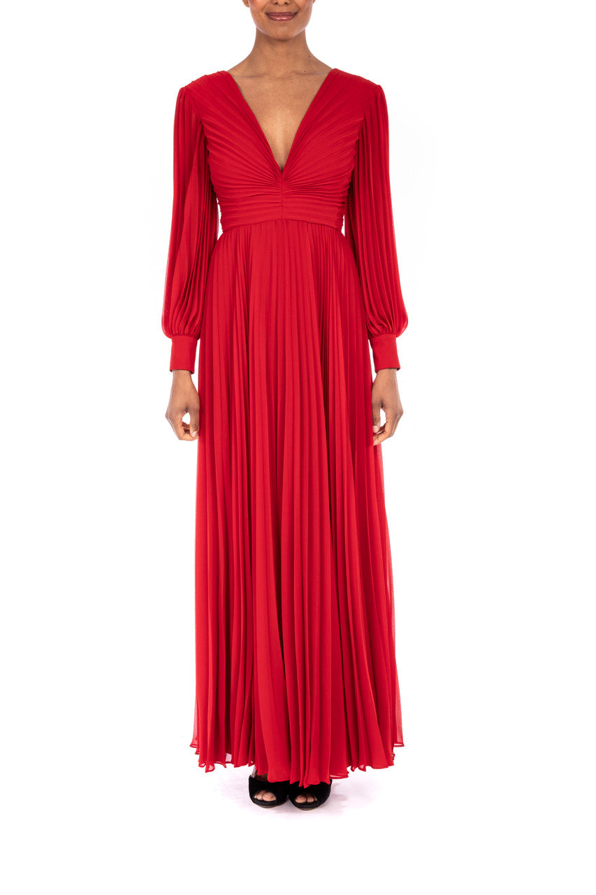 Bright Siam | Soft Long Deep V-Neck Gown