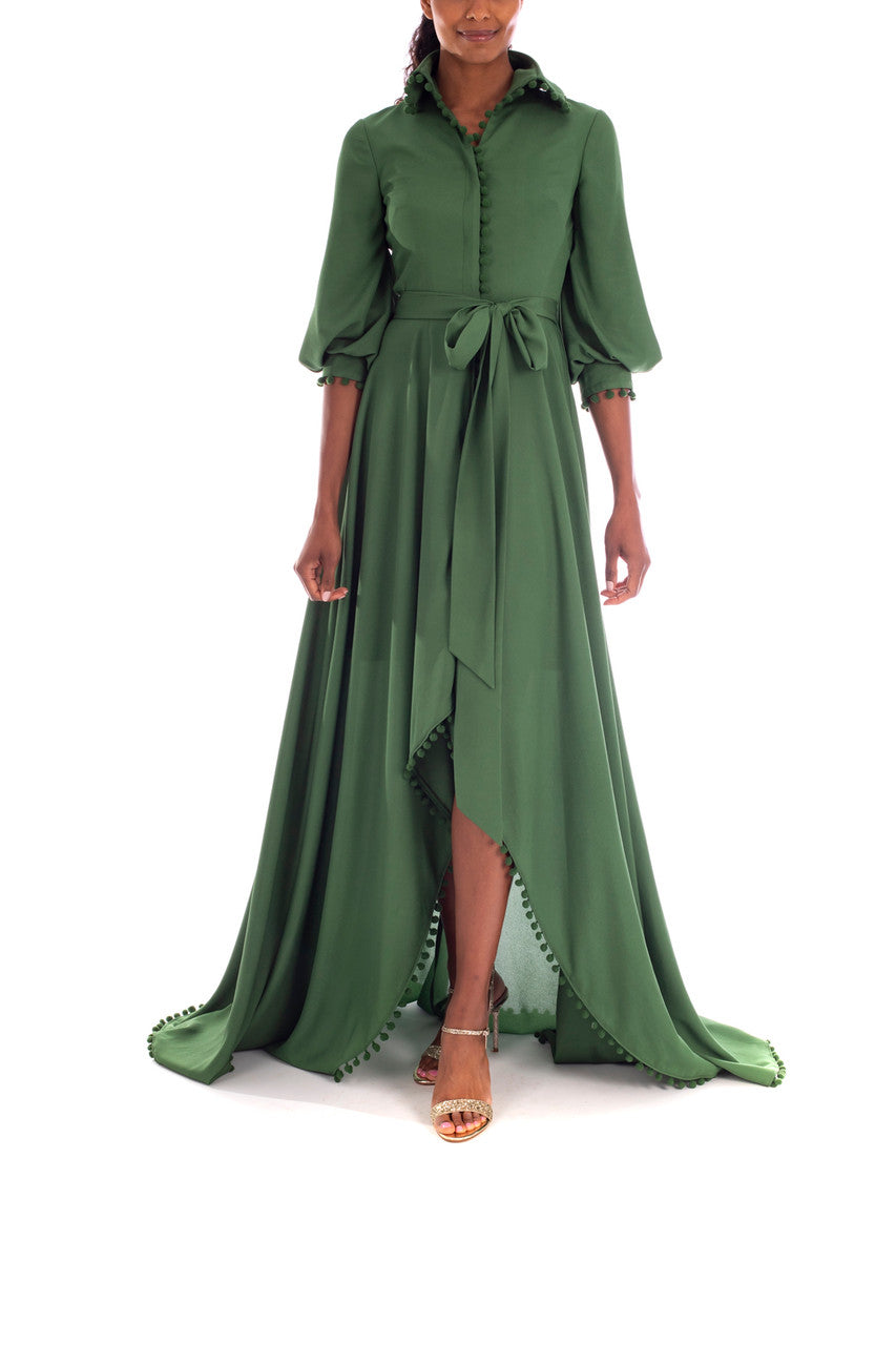 Vineyard Green | Crepe de Chine Shirt Gown