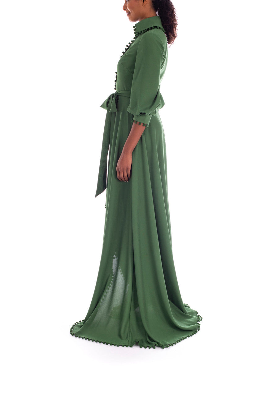 Vineyard Green | Crepe de Chine Shirt Gown