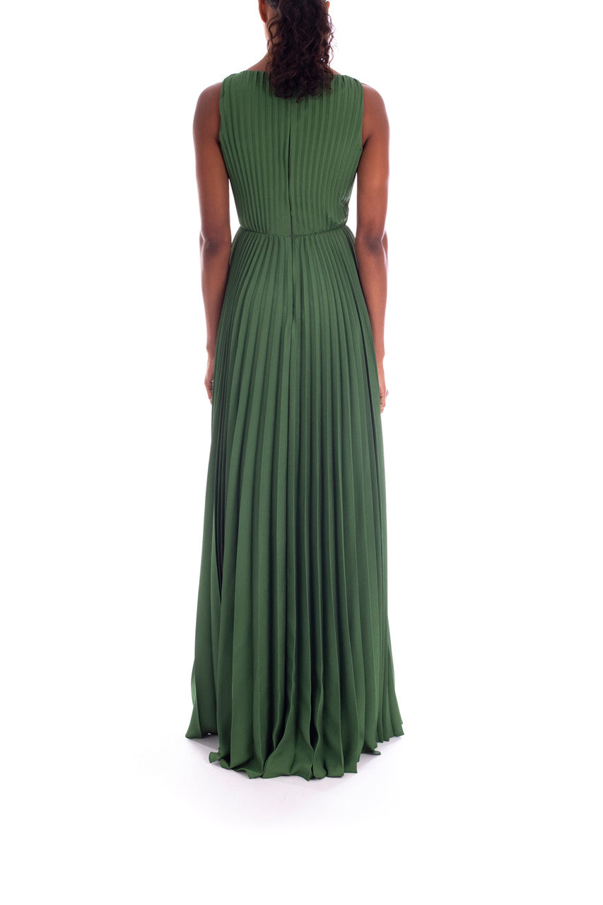 Vineyard Green | Crepe de Chine Pleated Gown
