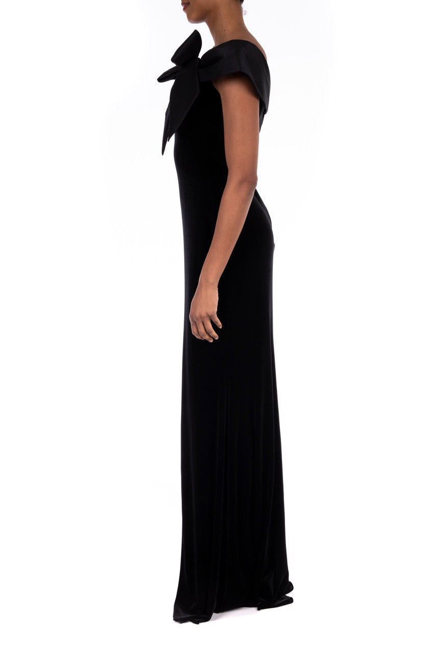 Black | Asymmetrical Mermaid Stretch Crepe Gown