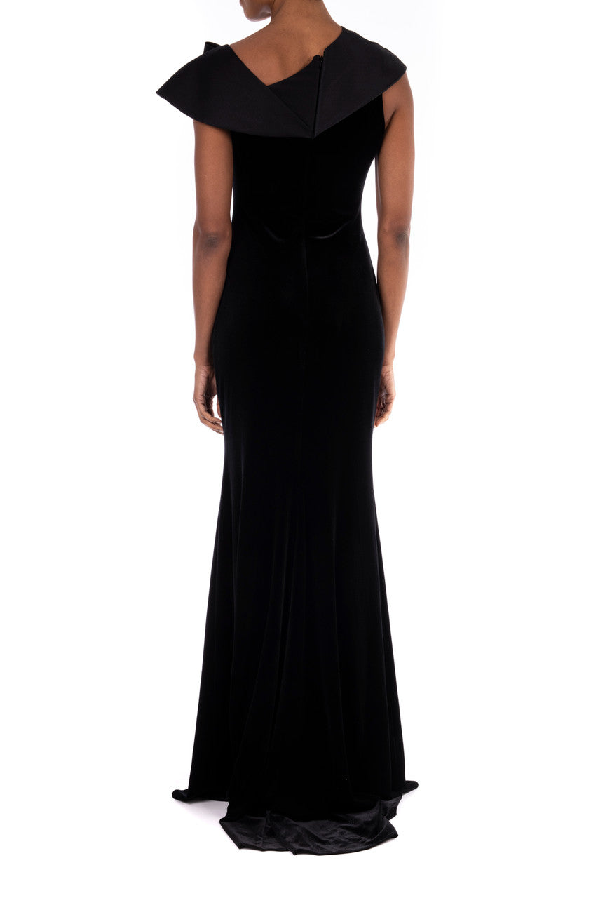 Black | Asymmetrical Mermaid Stretch Crepe Gown