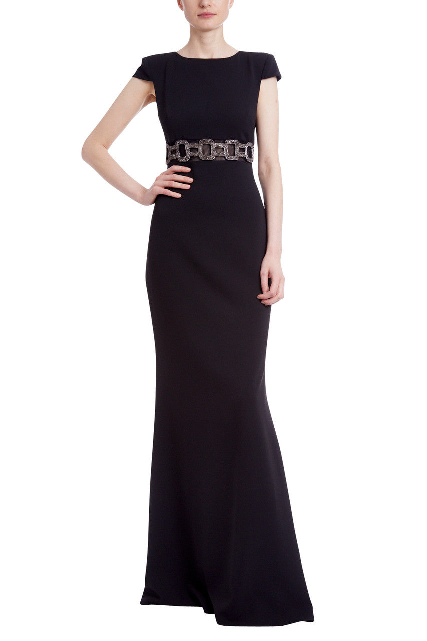 Black | Embellished Waistline Gown