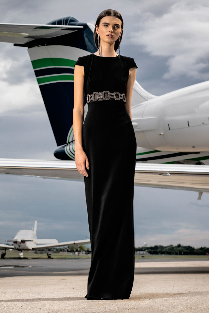 Black | Embellished Waistline Gown