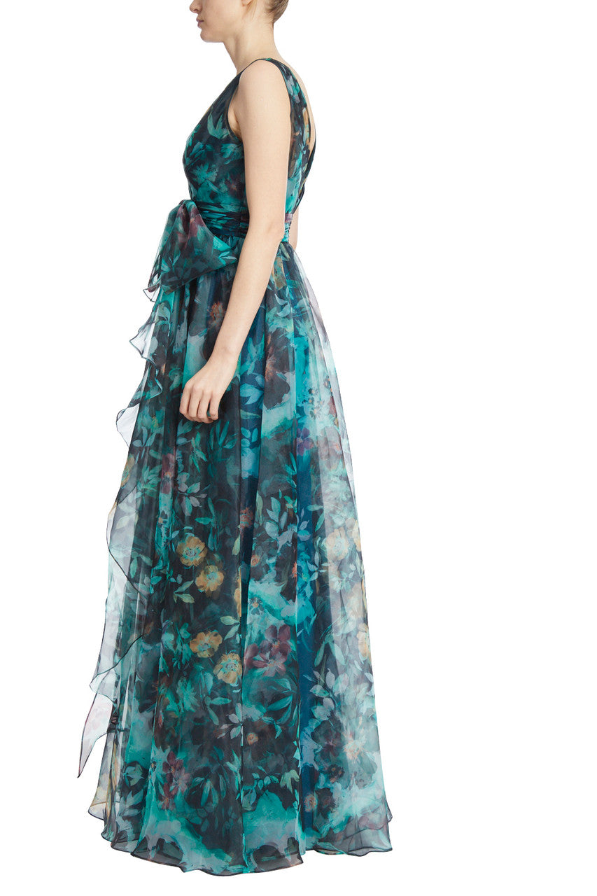 Green Multi | Ocean Floral Organza Gown