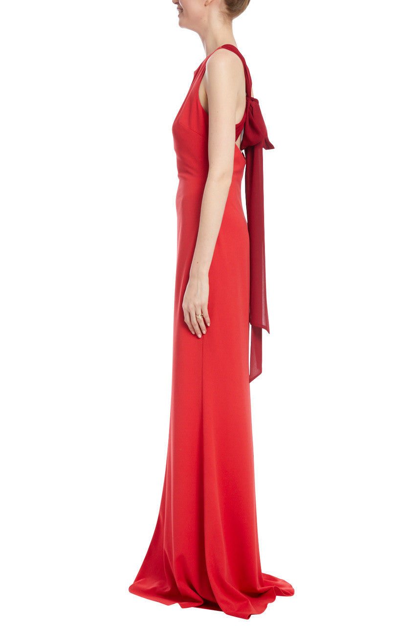 Red Multi | Tie-Back Two-Tone Gown