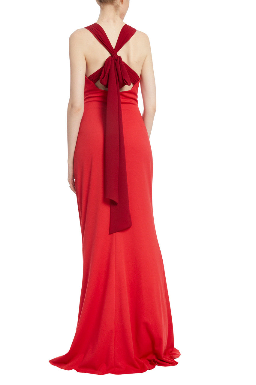 Red Multi | Tie-Back Two-Tone Gown