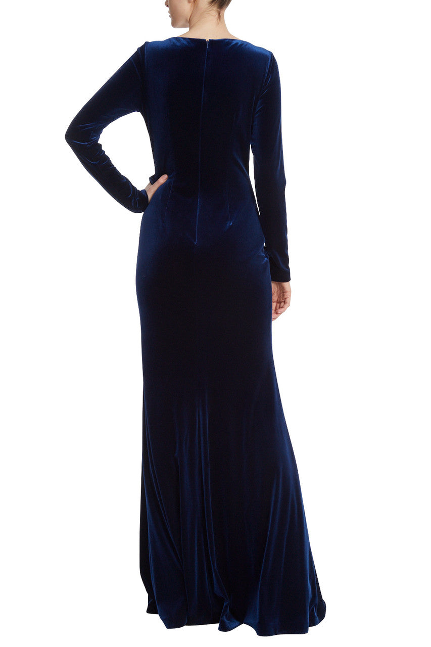 Midnight | Stretch Velvet Ruffle Gown