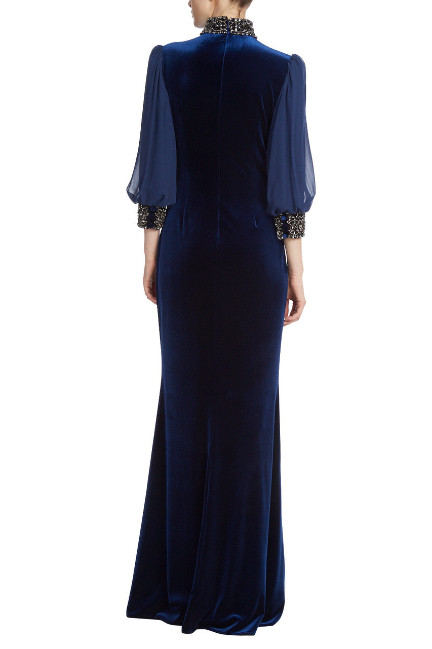 Midnight | Velvet Embellished Cuff Gown