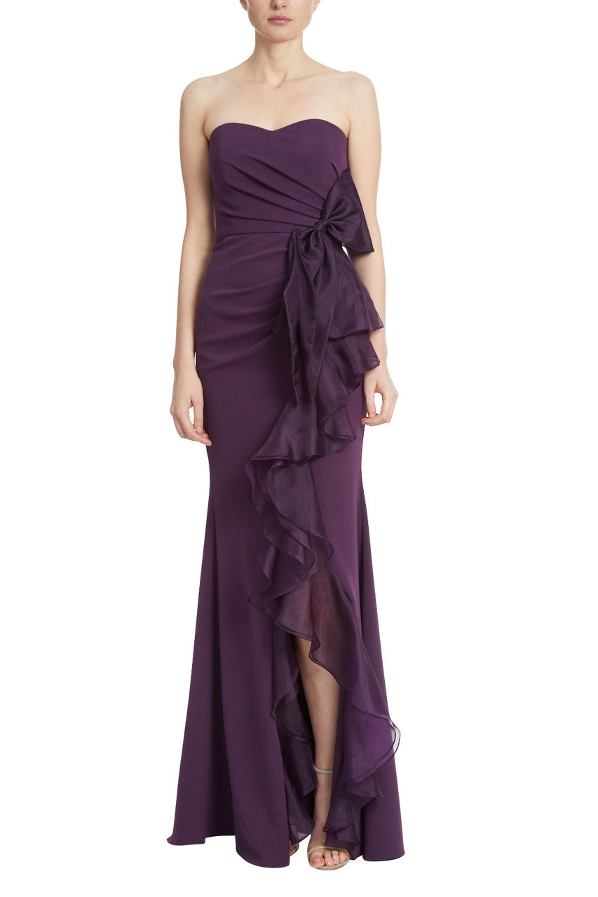 Plum | Strapless Ruffle Gown