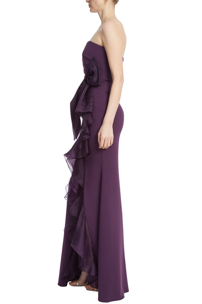 Plum | Strapless Ruffle Gown