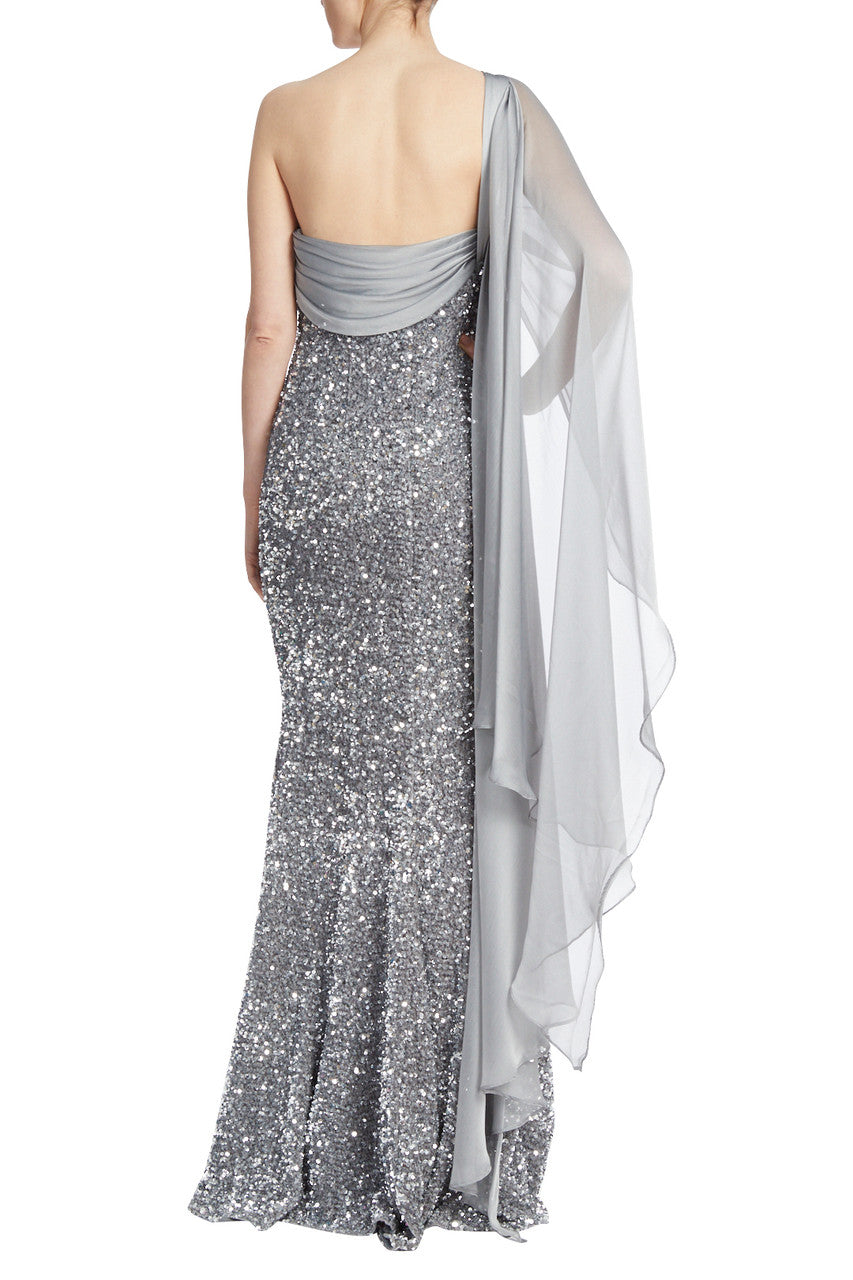 Silver | Sparkling Cross-Draped Gown