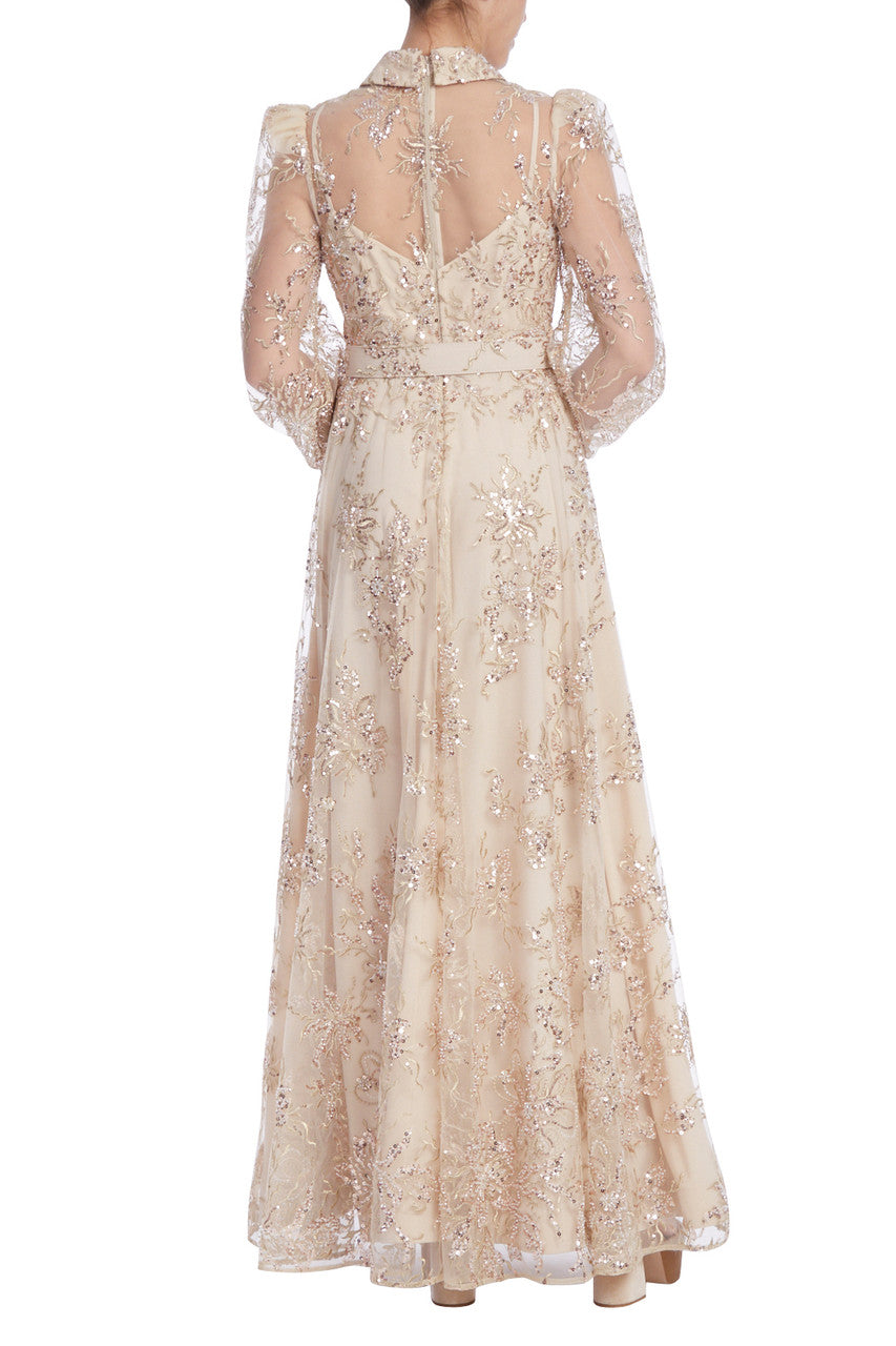 Nude | Feminine Floral Embroidered Shirt Dress Gown