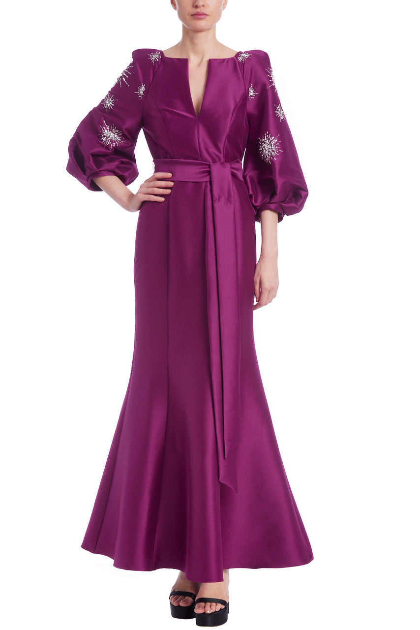 Sangria | Bishop Sleeve Mermaid Gown with Stars