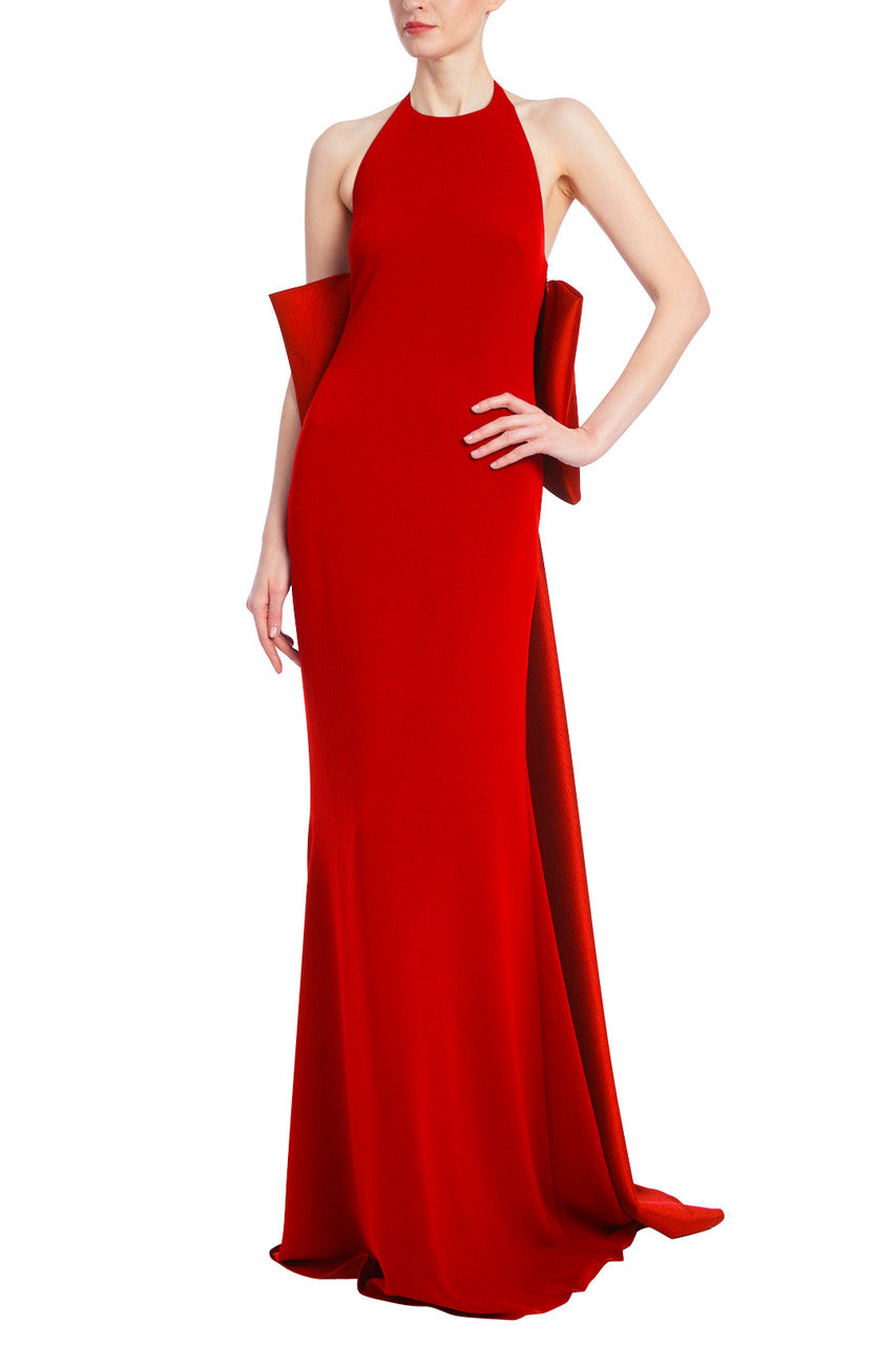 Red | Breathtaking Halter Gown with Mikado Bow