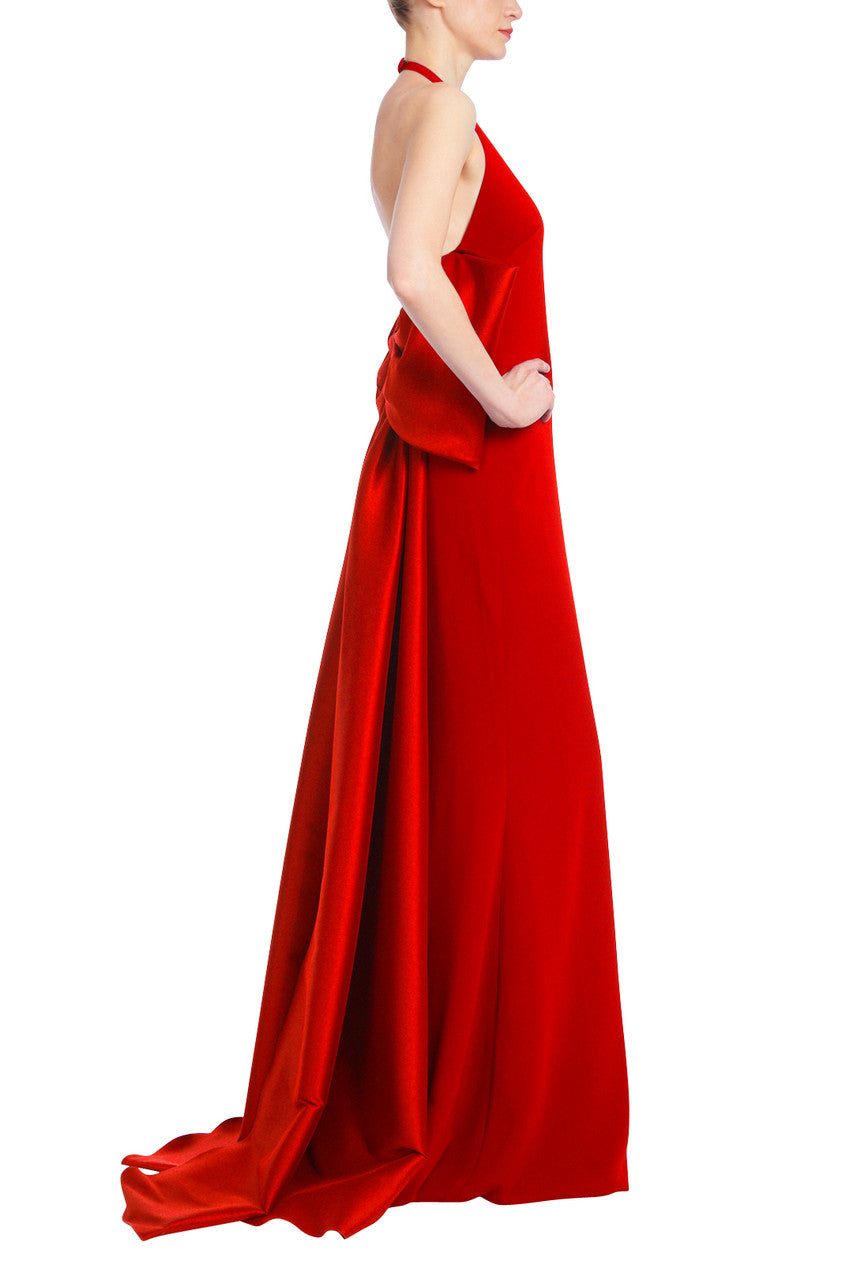 Red | Breathtaking Halter Gown with Mikado Bow