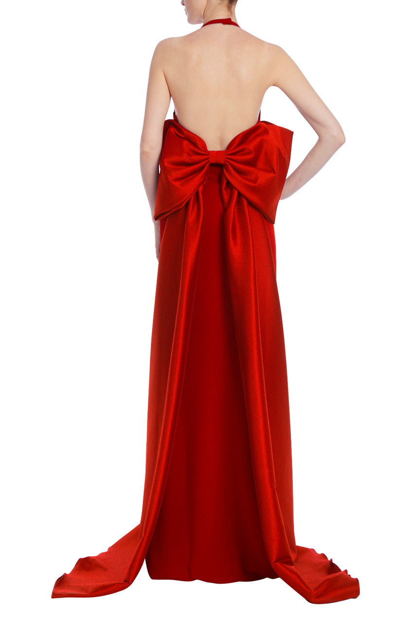 Red | Breathtaking Halter Gown with Mikado Bow