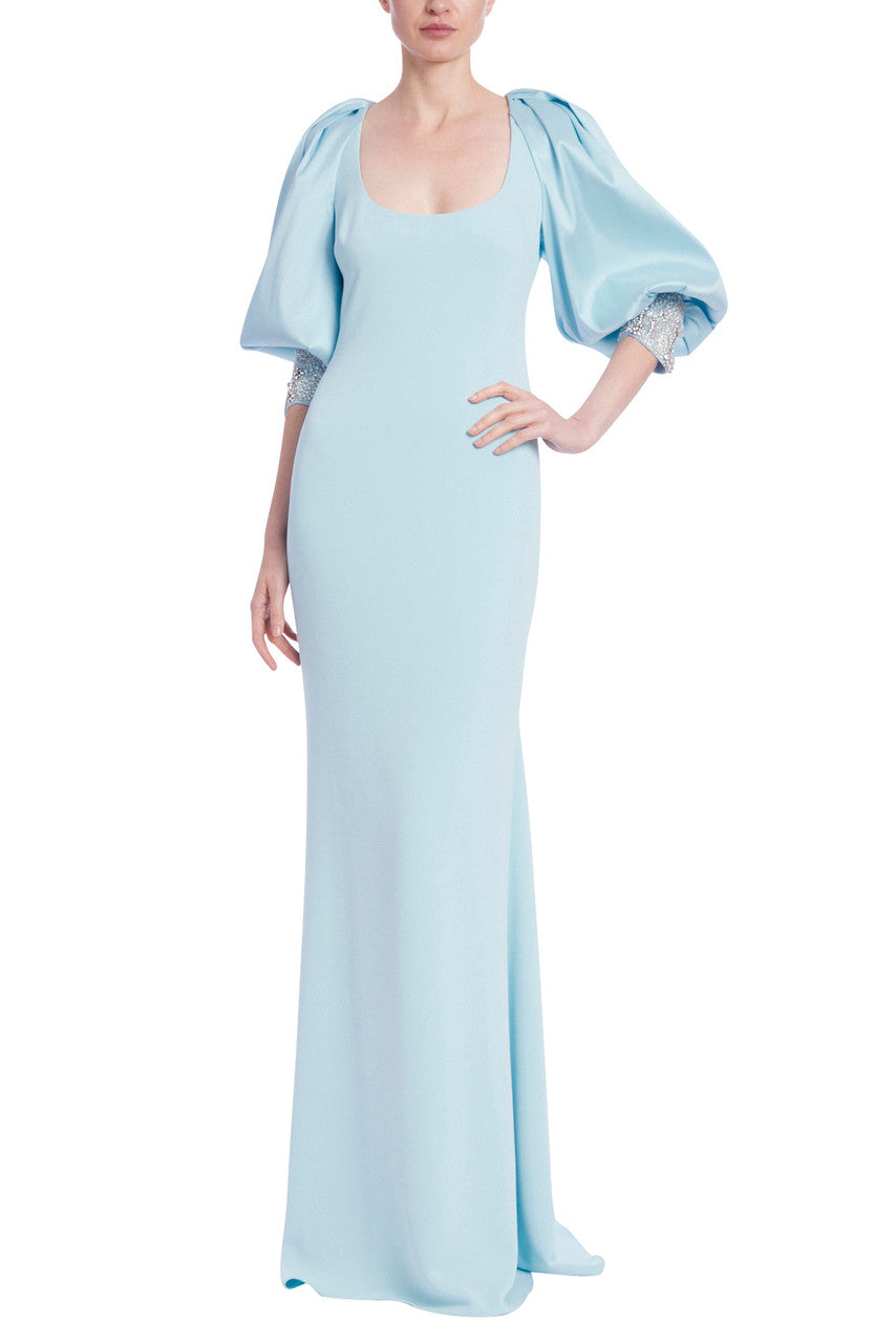 Ice Blue | Beaded Cuff Jacket Column Gown