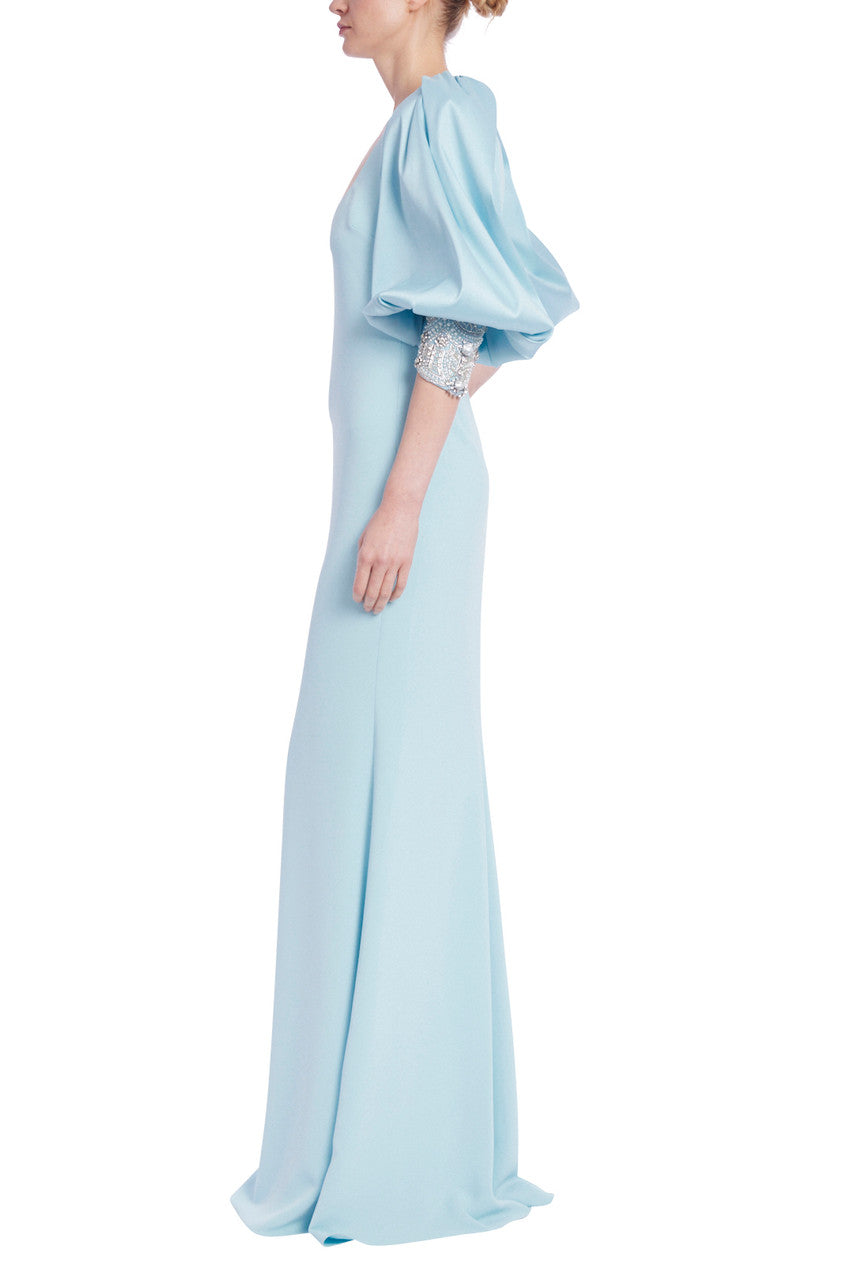 Ice Blue | Beaded Cuff Jacket Column Gown
