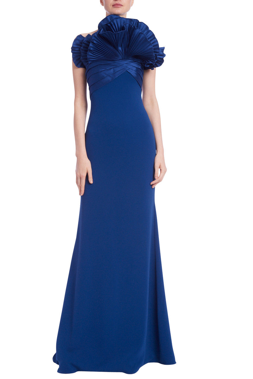 Marine | Strapless Gown with Ruffle Fan Bodice