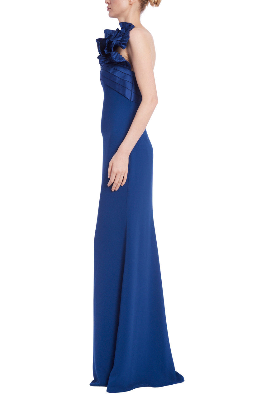 Marine | Strapless Gown with Ruffle Fan Bodice