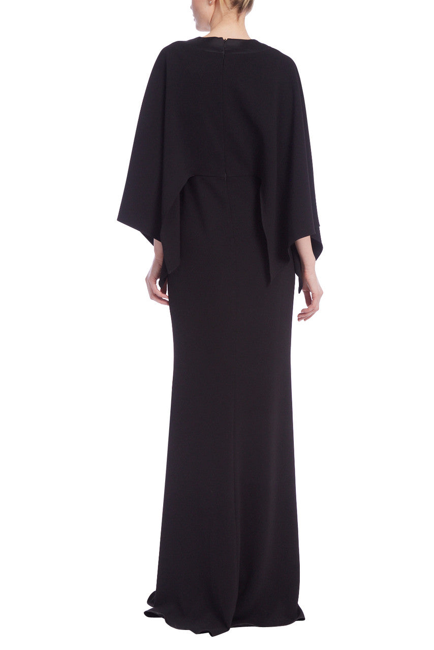 Black | Dramatic Deep V-Neck Gown with Butterfly Sleeves