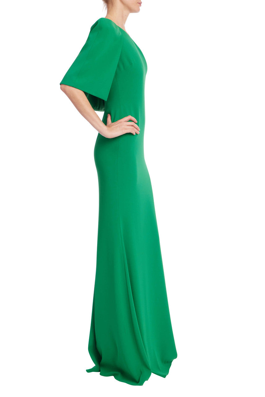 Green | One-Shoulder Drape Trumpet Gown Side