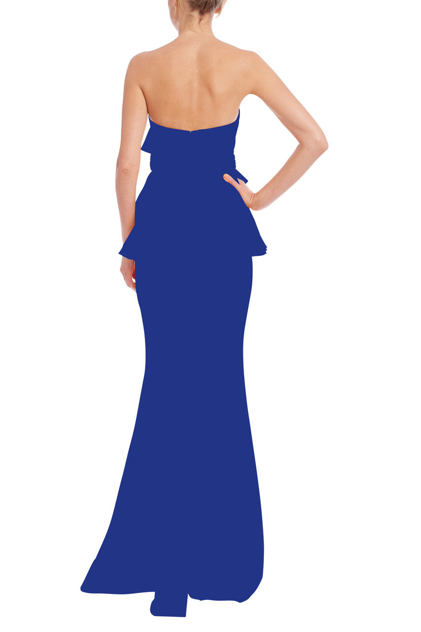 Blueberry | Strapless Bow Peplum Gown Back
