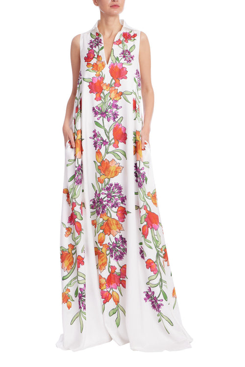 Ivory Multi | Botanical Garden Sleeveless Maxi Dress Front