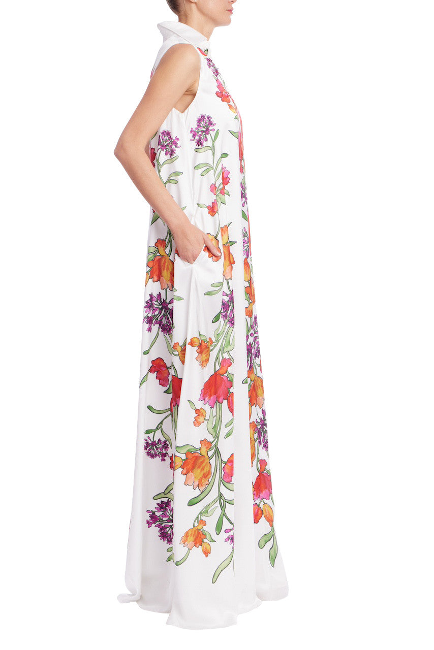 Ivory Multi | Botanical Garden Sleeveless Maxi Dress Side