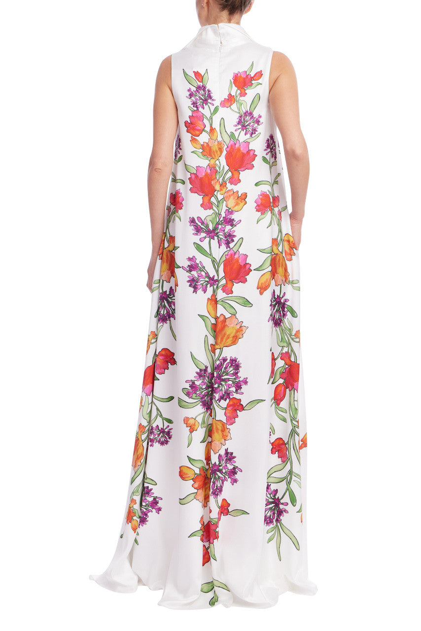 Ivory Multi | Botanical Garden Sleeveless Maxi Dress Back
