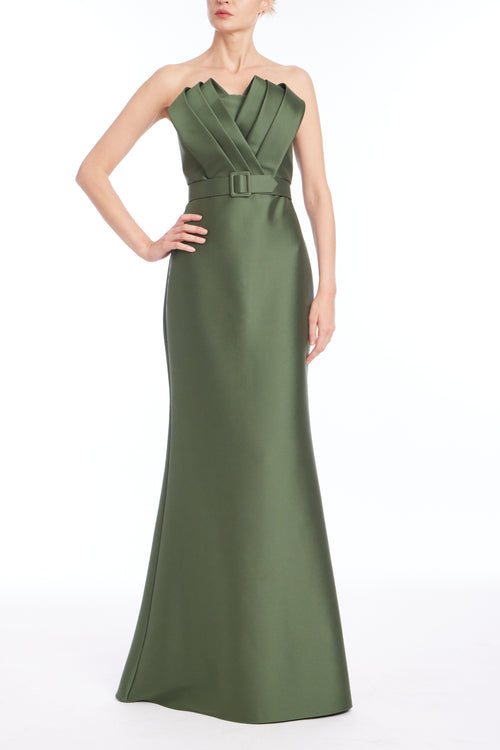 Olive | Belted Loop Bodice Gown Front