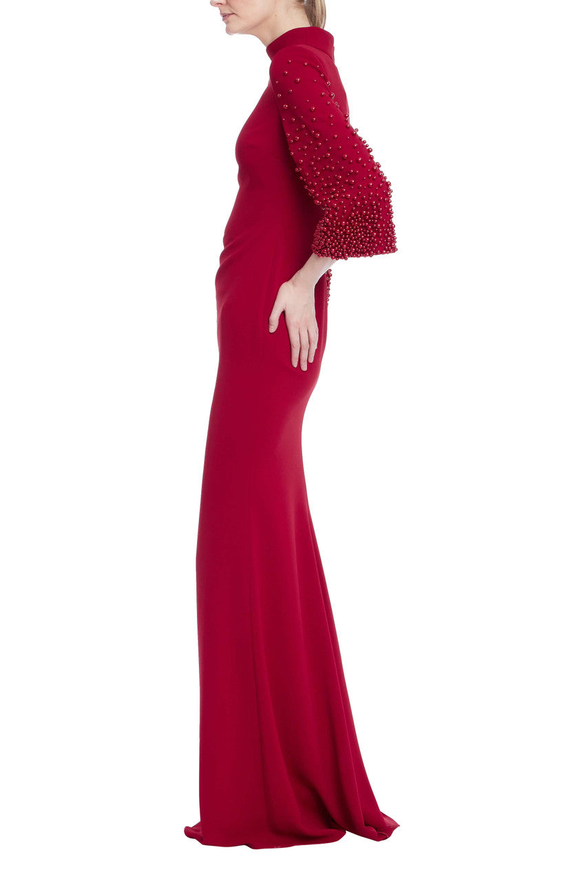 Ruby | Beaded Bell Sleeve Gown Side