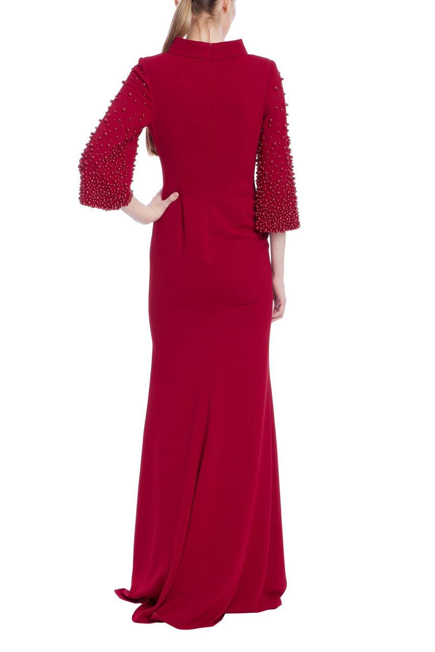 Ruby | Beaded Bell Sleeve Gown Back