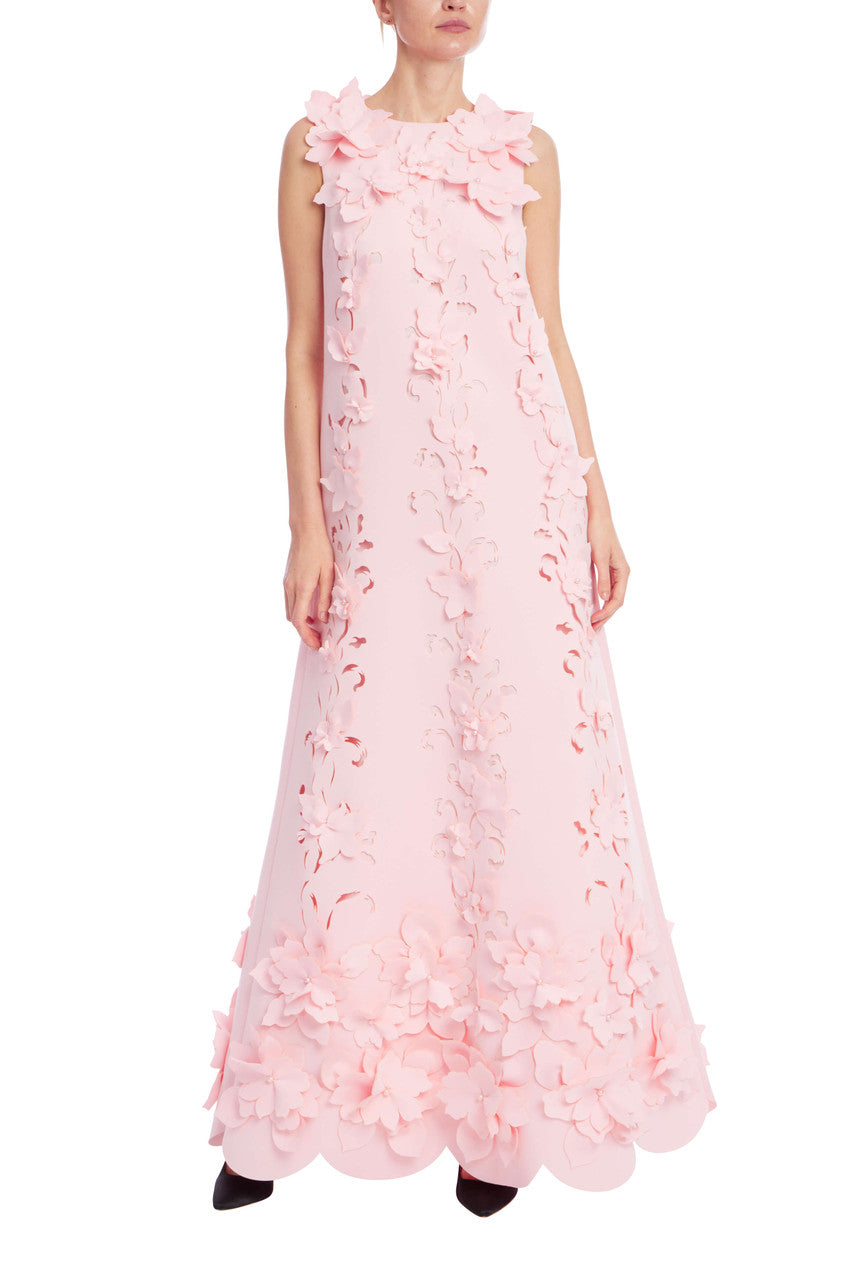 Blush | 3D Floral Embellished Sleeveless Maxi Dress Front