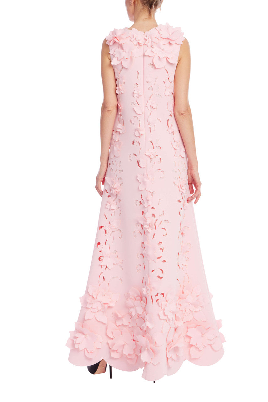 Blush | 3D Floral Embellished Sleeveless Maxi Dress Back