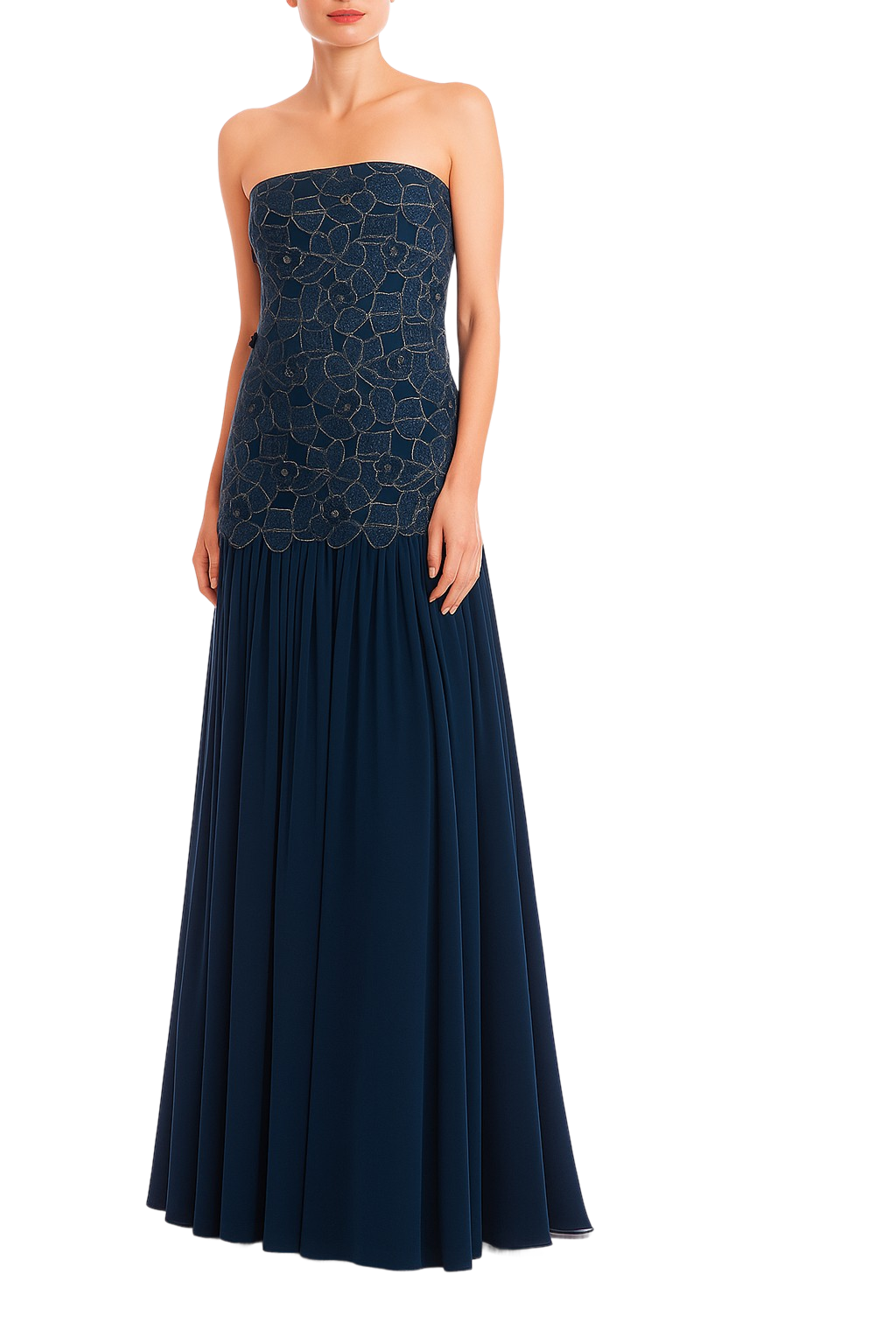 Lace Corset Bodice Dropwaist Gown by Badgley Mischka