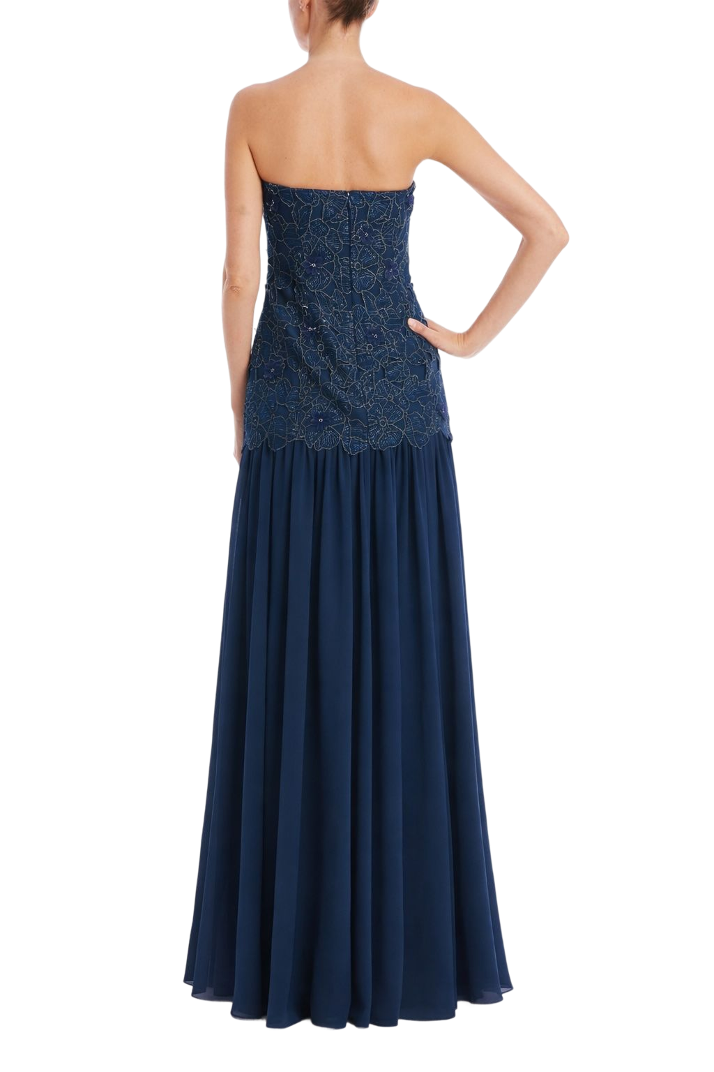 Lace Corset Bodice Dropwaist Gown by Badgley Mischka Lace Corset Bodice Dropwaist Gown by Badgley Mischka
