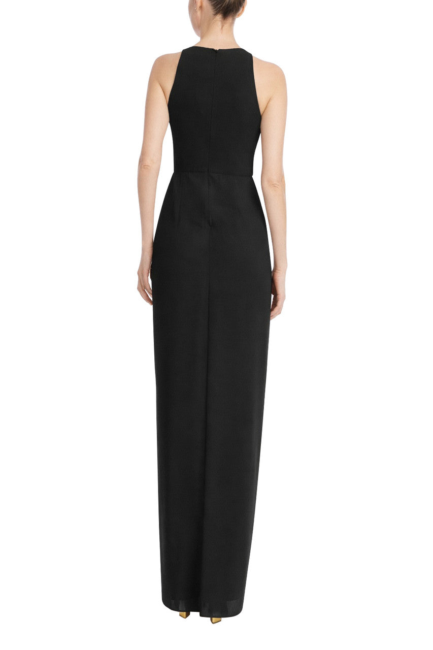 Badgley Mischka Halter Ruffle Gown
