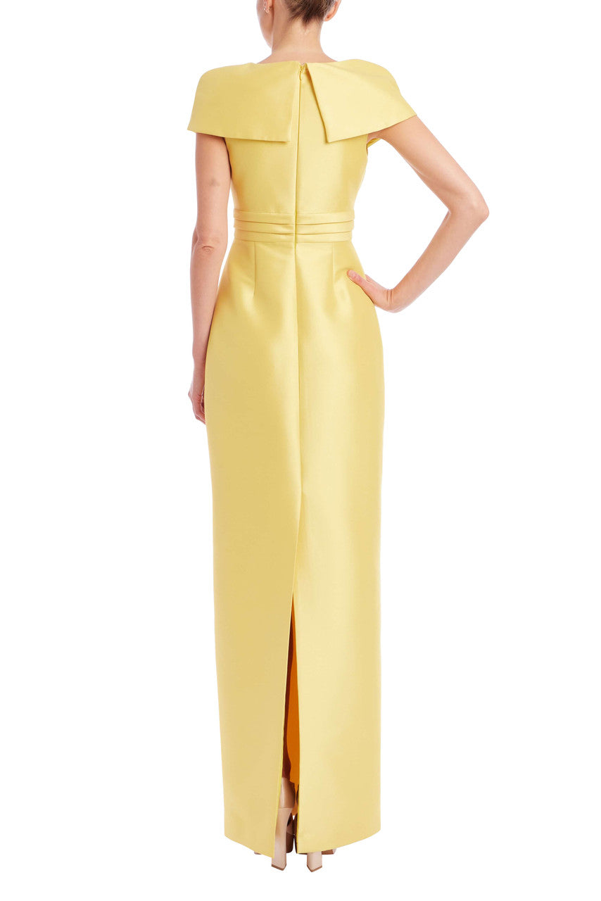 Marigold | Faux Wrap Mikado Column Gown Back