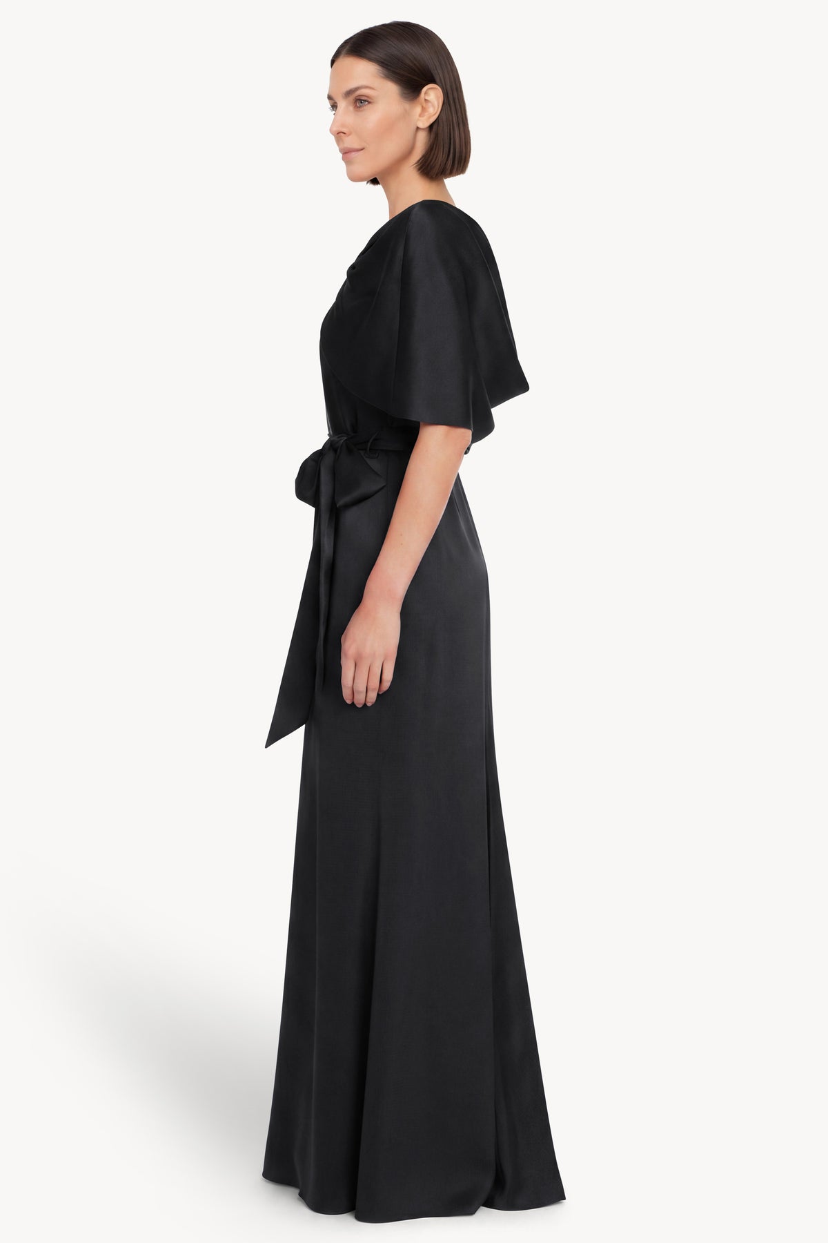 Cape Sleeve Column Gown with Sash by Badgley Mishcka – Badgley Mischka