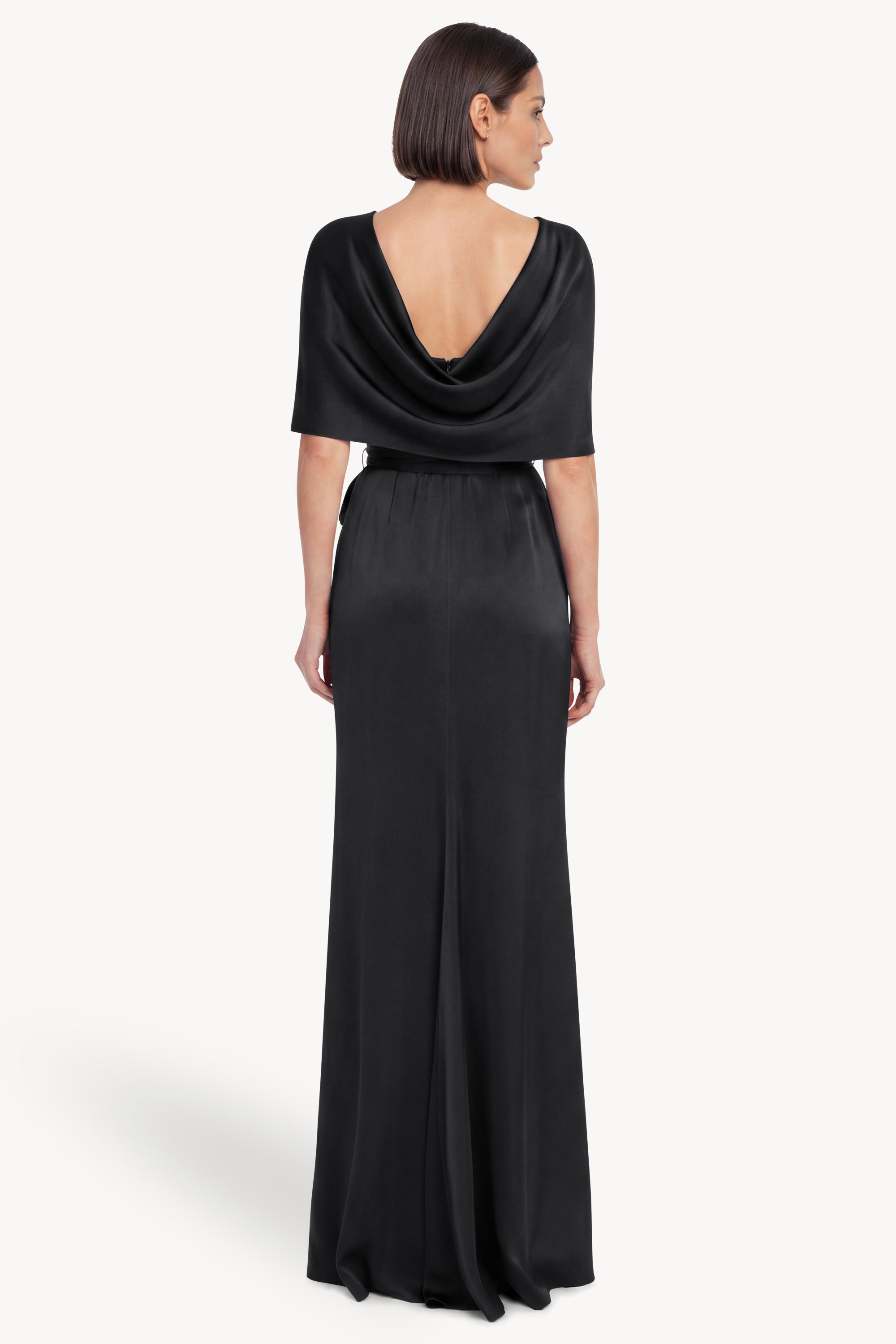 Cape Sleeve Column Gown with Sash by Badgley Mishcka – Badgley Mischka