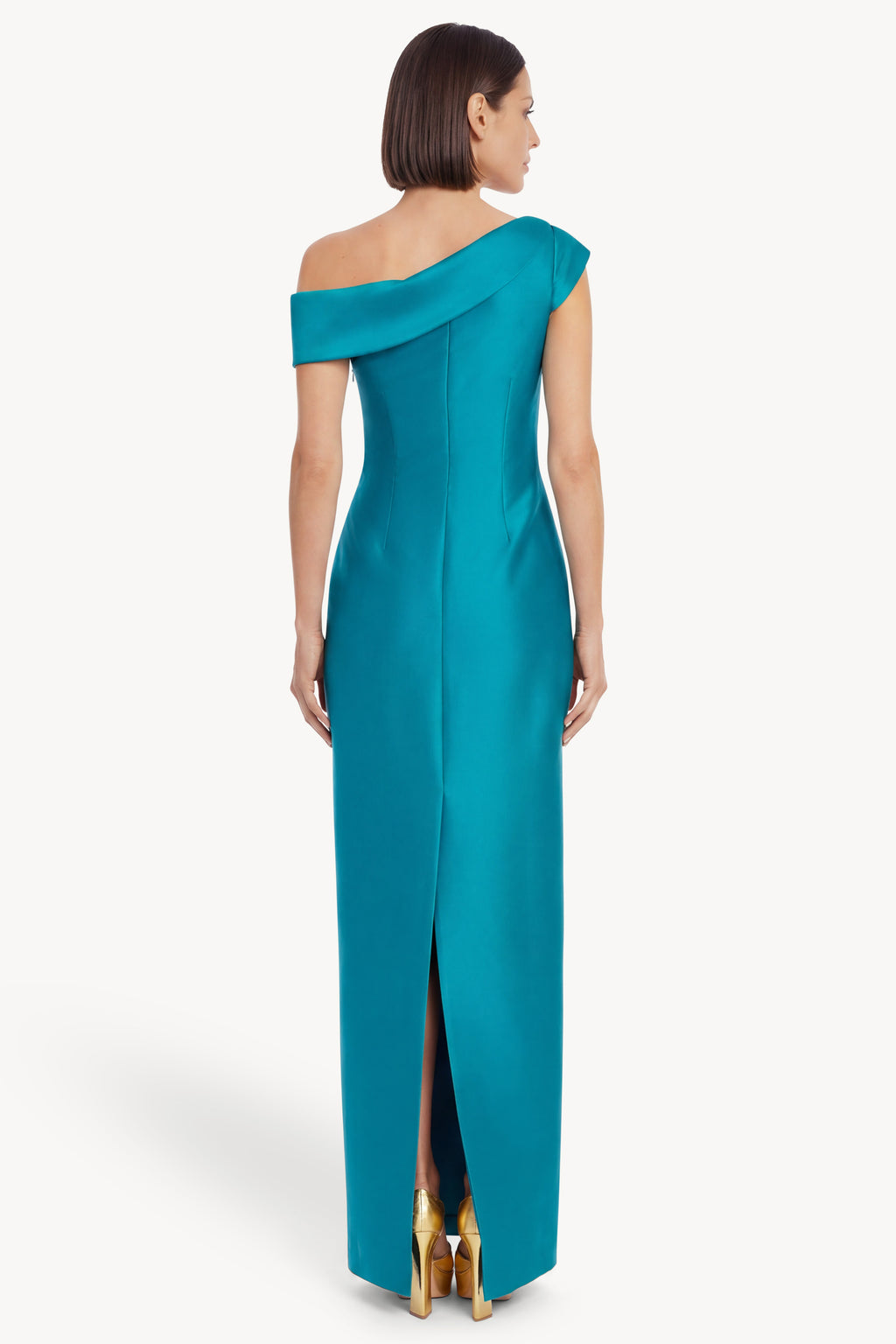 Teal | One-Shoulder Column Gown Back